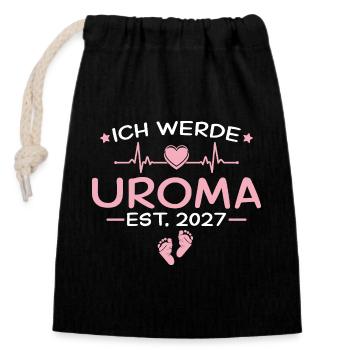 Ich werde Uroma 2027 - Ururenkelkind Ankündigung - Verschließbarer Geschenkbeutel aus Baumwolle (14x20cm) - Schwarz - Vorne