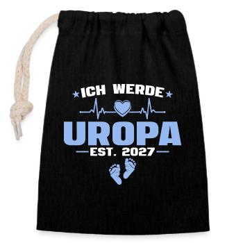 Ich werde Uropa 2027 - Baby Ankündigung Geschenk - Verschließbarer Geschenkbeutel aus Baumwolle (14x20cm) - Schwarz - Vorne