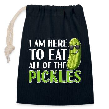 I Am Here to Eat All the Pickles - Closable cotton gift bag (14x20cm) - navy - Front