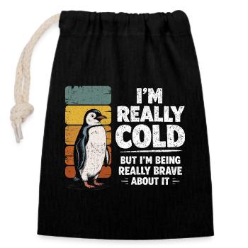Humour Manchot Vintage I'm Really Cold Brave - Sac cadeau en coton avec cordon (14 x 20 cm) - noir - Devant