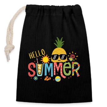 Ananassonne Heller Sommer - Verschließbarer Geschenkbeutel aus Baumwolle (14x20cm) - Schwarz - Vorne