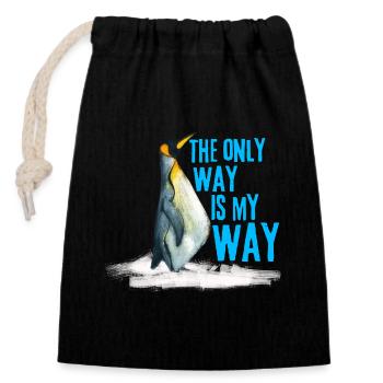 Lustiges Nihilist Penguin Meme T-Shirt geht weg. - Verschließbarer Geschenkbeutel aus Baumwolle (14x20cm) - Schwarz - Vorne