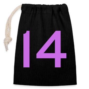 14 - Sac cadeau en coton avec cordon (14 x 20 cm) - noir - Devant