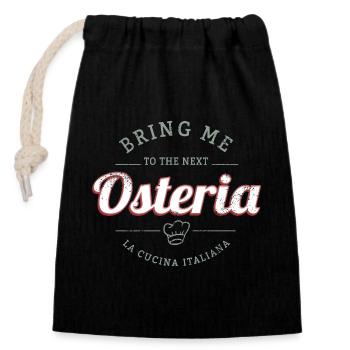 Restaurant Osteria Vintage Italie Rétro Design - Sac cadeau en coton avec cordon (14 x 20 cm) - noir - Devant