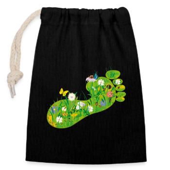 ecological Footprint - Closable cotton gift bag (14x20cm) - black - Front