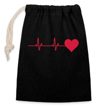 rythme cardiaque moniteur - Sac cadeau en coton avec cordon (14 x 20 cm) - noir - Devant