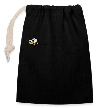 biene_3c - Sac cadeau en coton avec cordon (14 x 20 cm) - noir - Devant