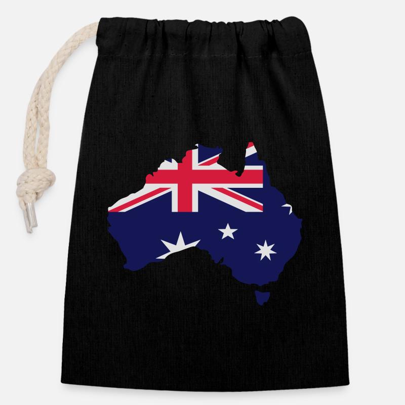 Australien - Verschließbarer Geschenkbeutel aus Baumwolle (14x20cm) - Schwarz