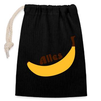 alles banane - Verschließbarer Geschenkbeutel aus Baumwolle (14x20cm) - Schwarz - Vorne