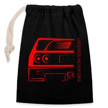 Legends Never Die – Retro Car Outline - Closable cotton gift bag (14x20cm) - black - Front