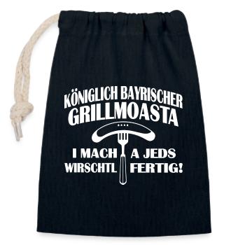KÖNIGLICH BAYRISCHER GRILLMOASTA - Verschließbarer Geschenkbeutel aus Baumwolle (14x20cm) - Navy - Vorne