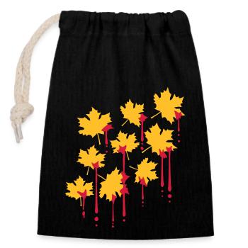 graffiti sang gouttes rouge feuille d’érable modèle herb - Sac cadeau en coton avec cordon (14 x 20 cm) - noir - Devant