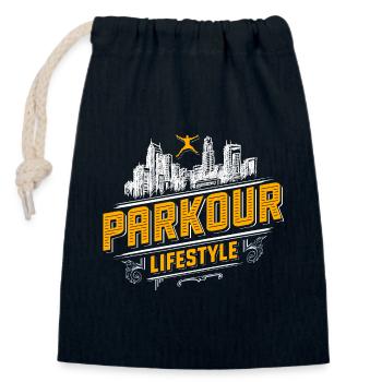 Parkour - Freerunning - Parcour - Verschließbarer Geschenkbeutel aus Baumwolle (14x20cm) - Navy - Vorne