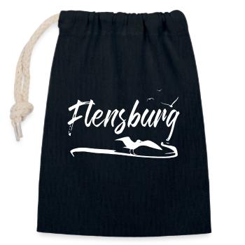 Flensburg Möwe - Verschließbarer Geschenkbeutel aus Baumwolle (14x20cm) - Navy - Vorne