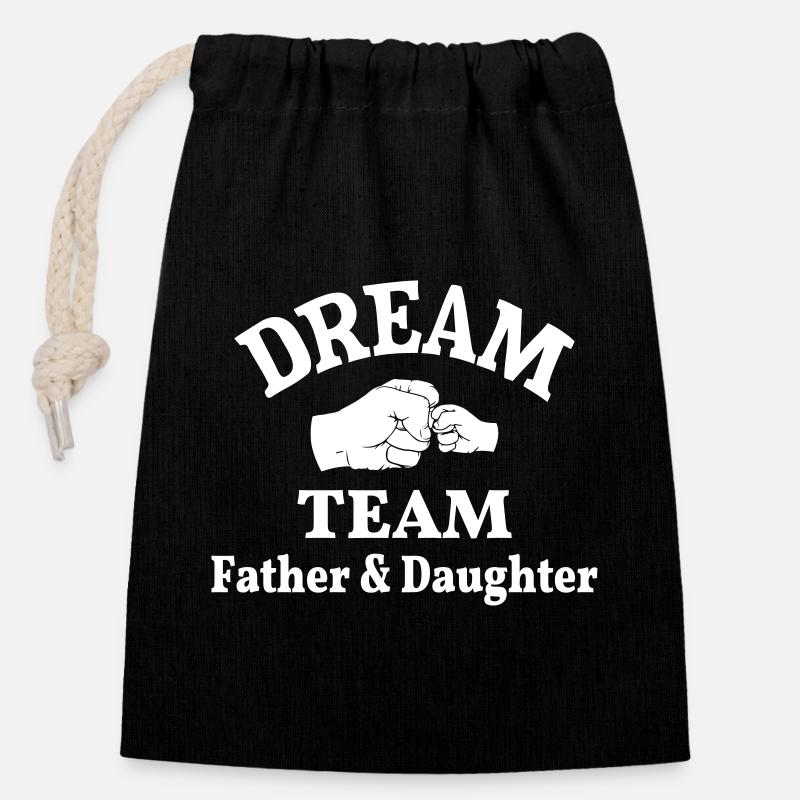 Vater Tochter Team Papa Töchter Dreamteam Faust - Verschließbarer Geschenkbeutel aus Baumwolle (14x20cm) - Schwarz