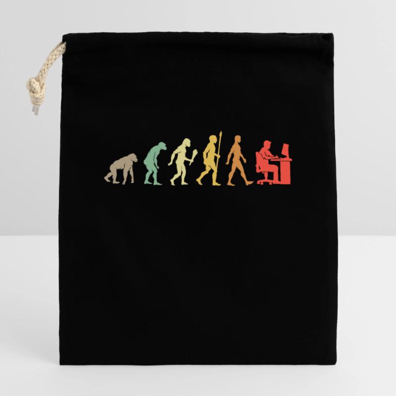 Vintage Computer Graphiste Evolution Idée cadeau Sac cadeau en coton avec cordon (14 x 20 cm)