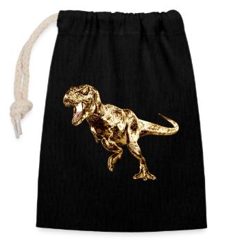 Imprimé de dinosaure préhistorique - Sac cadeau en coton avec cordon (14 x 20 cm) - noir - Devant
