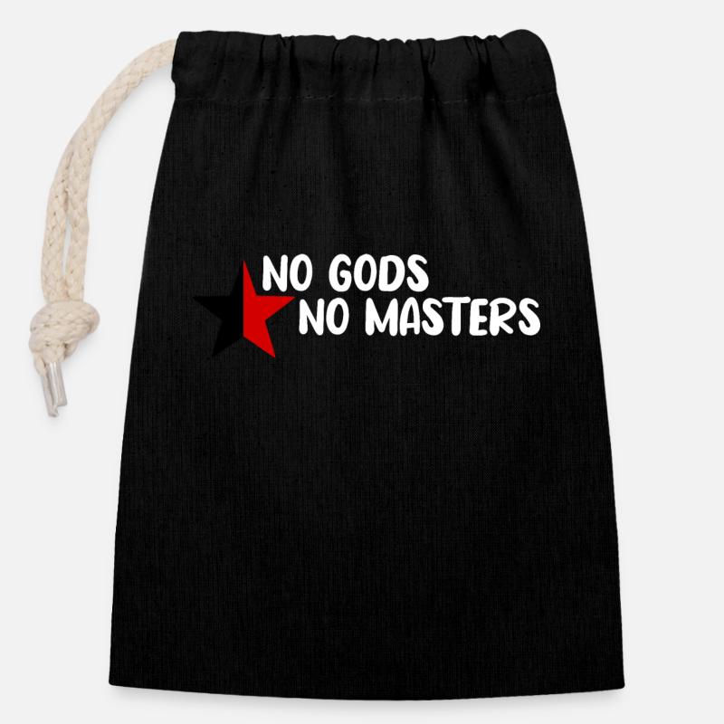 No Gods No Masters - Sac cadeau en coton avec cordon (14 x 20 cm) - noir