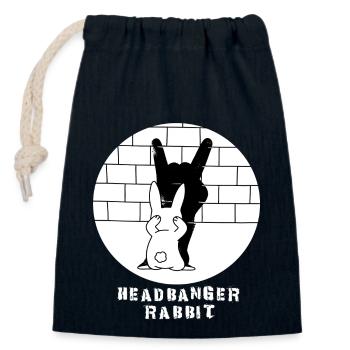 Headbanger Rabbit, Hase, Rock Hand, Metal Musik - Verschließbarer Geschenkbeutel aus Baumwolle (14x20cm) - Navy - Vorne