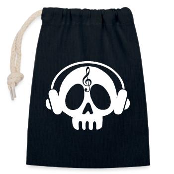 Tête de mort manga et musique (blanc) - Sac cadeau en coton avec cordon (14 x 20 cm) - bleu marine - Devant