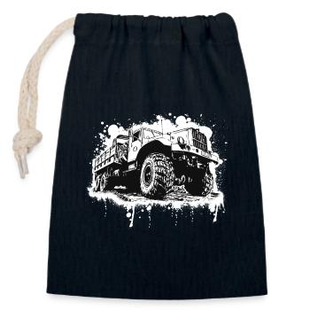 Camion Kraz noir blanc - Sac cadeau en coton avec cordon (14 x 20 cm) - bleu marine - Devant