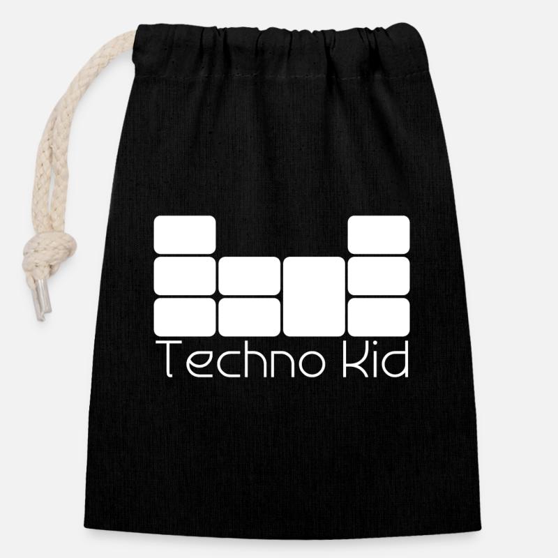 Techno Kid - Verschließbarer Geschenkbeutel aus Baumwolle (14x20cm) - Schwarz