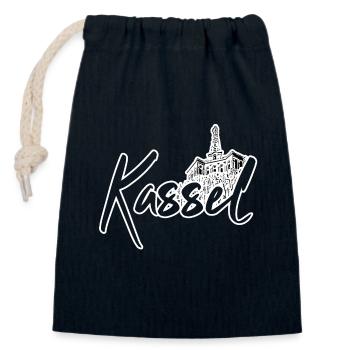 Kassel - Closable cotton gift bag (14x20cm) - navy - Front