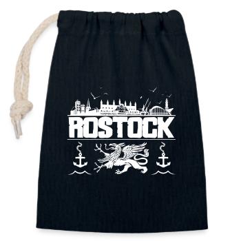 Rostock - Closable cotton gift bag (14x20cm) - navy - Front