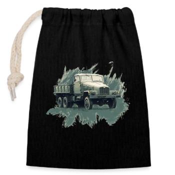 Camion à plateau IFA G 5 - Sac cadeau en coton avec cordon (14 x 20 cm) - noir - Devant