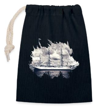 Gorch Fock Segelschiff - Verschließbarer Geschenkbeutel aus Baumwolle (14x20cm) - Navy - Vorne
