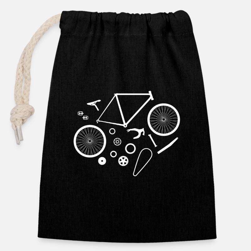 Pièces de vélo - Sac cadeau en coton avec cordon (14 x 20 cm) - noir