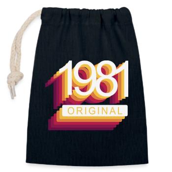 Born in 1981 - Closable cotton gift bag (14x20cm) - navy - Front