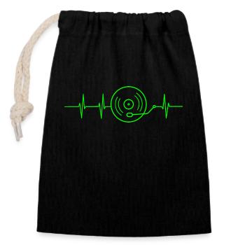 Turntable Heart Rate - Closable cotton gift bag (14x20cm) - black - Front