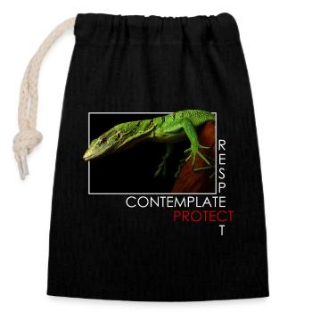 Contemplate, respect, protect - Sac cadeau en coton avec cordon (14 x 20 cm) - noir - Devant