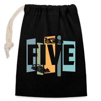 Five years old - Closable cotton gift bag (14x20cm) - black - Front