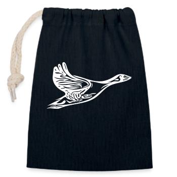 Flying wild goose with wings - Closable cotton gift bag (14x20cm) - navy - Front