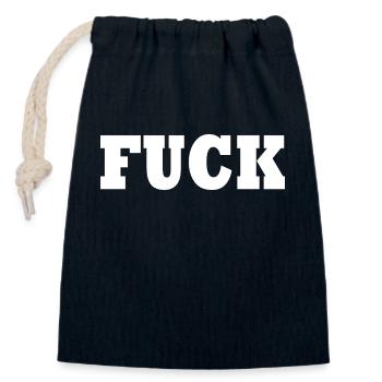 Fuck - Sac cadeau en coton avec cordon (14 x 20 cm) - bleu marine - Devant