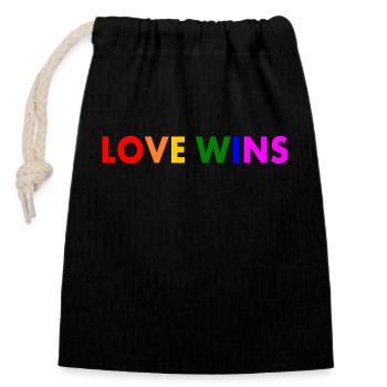 Love wins - Verschließbarer Geschenkbeutel aus Baumwolle (14x20cm) - Schwarz - Vorne