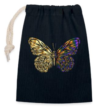 Papillon - Sac cadeau en coton avec cordon (14 x 20 cm) - bleu marine - Devant