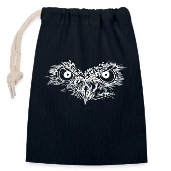 Starrende Eule Augen - Kauz Schnabel - Verschließbarer Geschenkbeutel aus Baumwolle (14x20cm) - Navy - Vorne
