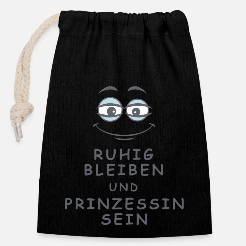 Prinzessin sein - Verschließbarer Geschenkbeutel aus Baumwolle (14x20cm) - Schwarz
