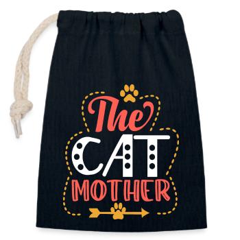 cats - mother of cats - Sac cadeau en coton avec cordon (14 x 20 cm) - bleu marine - Devant