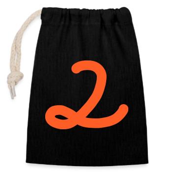 2 Numéro deux - Sac cadeau en coton avec cordon (14 x 20 cm) - noir - Devant