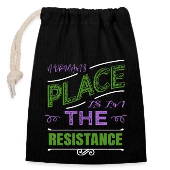 present girl funny liberal calendaring - Closable cotton gift bag (14x20cm) - black - Front