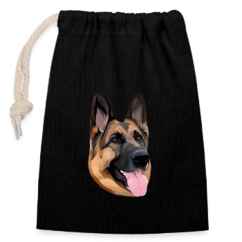 Deutscher Schäferhund Gesichtskunstwerk - Verschließbarer Geschenkbeutel aus Baumwolle (14x20cm) - Schwarz - Vorne