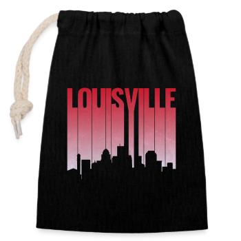 Louisville Skyline Gradient Silhouette - Verschließbarer Geschenkbeutel aus Baumwolle (14x20cm) - Schwarz - Vorne
