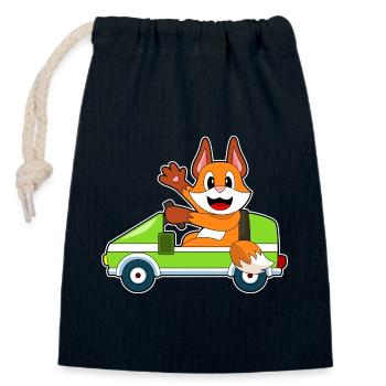 Fuchs Auto - Verschließbarer Geschenkbeutel aus Baumwolle (14x20cm) - Navy - Vorne