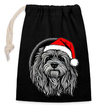 Weihnachten Hund süß lustig Hunde Tier Welpe 17 - Verschließbarer Geschenkbeutel aus Baumwolle (14x20cm) - Schwarz - Vorne