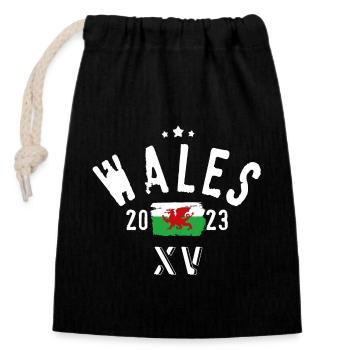 Wales XV rugby team - Closable cotton gift bag (14x20cm) - black - Front