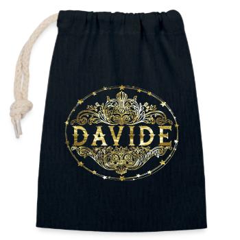 David - Sac cadeau en coton avec cordon (14 x 20 cm) - bleu marine - Devant